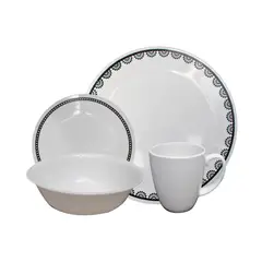 CORELLE - Vajilla 4 Puestos 16 Piezas Black And White