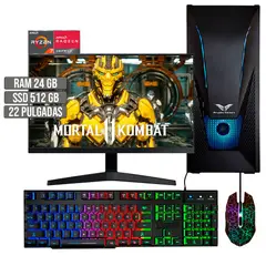 HALCON - PC EQUIPO GAMER AMD RYZEN 7 5700G SSD 512GB RAM 24GB LED 22" FHD