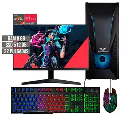 HALCON - PC EQUIPO GAMER AMD RYZEN 7 5700G SSD 512GB RAM 8GB LED 22" FHD