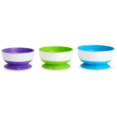 MUNCHKIN - Set De 3 Platos Tipo Bowl Bebés Niños Base Succión