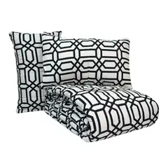 REALTEX - Edredón Acolchado Real Tex Doble Faz Línea Confort Geométrico Blanco Negro Gris Líneas Blancas