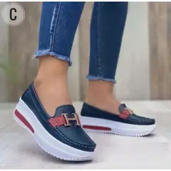 GENERICO - Preciosos mocasines en cuero azul x rojo en cuero garantizado