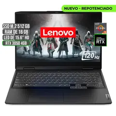 Lenovo - Portátil AMD Ryzen 5 RTX 3050 16GB RAM 512GB SSD 15.6" FHD