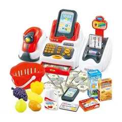 MARKET TOYS - Máquina Registradora Infantil De Supermercado 33 Pcs