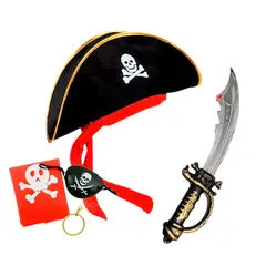 GENERICO - Disfraz Pirata Sombrero Parche Arete Espada Larga