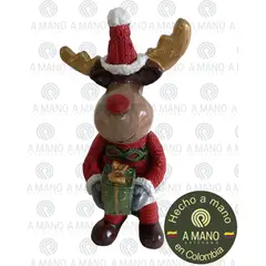 GENERICO - Reno Navideño 32 Cm Adorno Navidad Ceramica