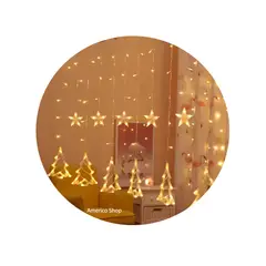 AMERICO SHOP - Luces de Navidad Decorativa con Figura de Estrellas y Arbolitos Azul
