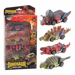 DAYOSHOP - Carros Dinosaurios Kit De Impulso Juguete Didactico X 4