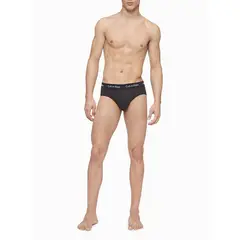 CALVIN KLEIN - Pack de 3 Hip Brief Negros - Cotton Stretch