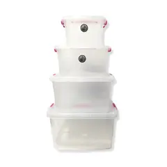 GENERICO - Juego 4 Cajas Plásticas Tamaños Variados para Almacenamiento