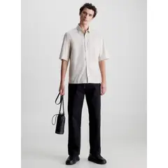 CALVIN KLEIN - Camisa Manga Corta Beige Hombre Beige