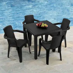 RIMAX - Comedor Eterna (1 Mesa + 4 Sillas Con Brazos NEGRO)