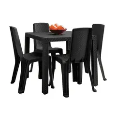 RIMAX - Comedor Eterna (1 Mesa + 4 Sillas Sin Brazos NEGRO)