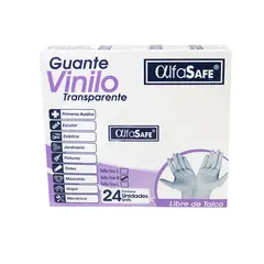 ALFA SAFE - Guante Vinilo Alfasafe Transparente Talla M X 24Und