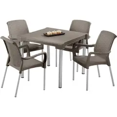 RIMAX - Comedor Shia (1 Mesa + 4 Sillas CON Brazos MOCCA)