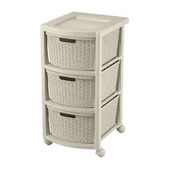 RIMAX - Cajonero apariencia rattan 3 gavetas altas - Taupe