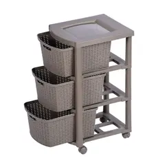 RIMAX - Cajonero apariencia rattan 3 gavetas altas - Mocca