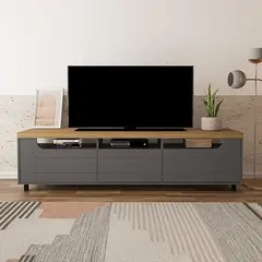 BERTOLINI - Mueble para TV Moderno 75 en MPD 200cm Roble Y Grafito-