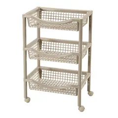 RIMAX - Canasta Móvil Rectangular De 3 Niveles Beige