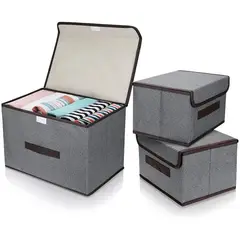 ONE PIXEL - Caja Organizadora De Ropa Multiusos Con Tapa Flip 3 Pcs