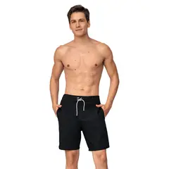 LEO - Pantaloneta larga de baño con pretina lisa y malla interna_.