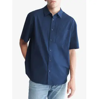 CALVIN KLEIN - Camisa Azul Sencilla Y Solida Con Logo