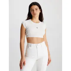CALVIN KLEIN - Crop Top Blanco De Punto Cropped Con Espalda Abierta