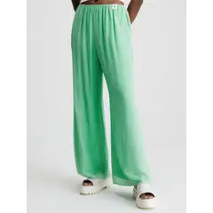 CALVIN KLEIN - Pantalón Ancho Fruncidos Mujer Verde