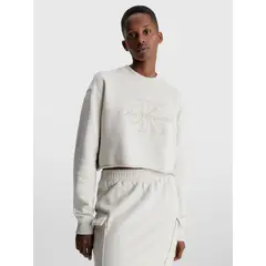 CALVIN KLEIN - Saco Cropped Bordada Mujer Beige