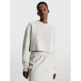 CALVIN KLEIN - Saco Cropped Bordada Mujer Beige