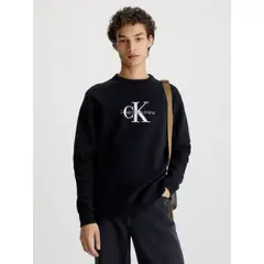CALVIN KLEIN - Saco De Algodón Orgánico Con Monograma Negro Hombre Negro
