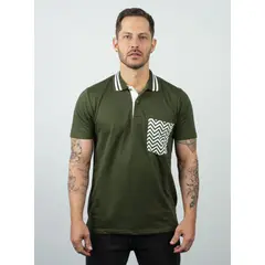 AUDAX - Polo para hombre estampada con bolsillo