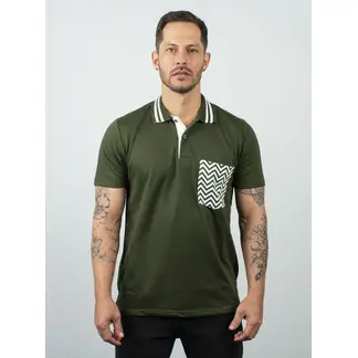 AUDAX - Polo para hombre estampada con bolsillo