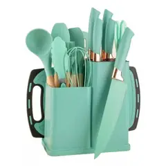 SHENGSHOU - Set 19 Piezas Utensilios De Cocina Silicona Resistente Calor
