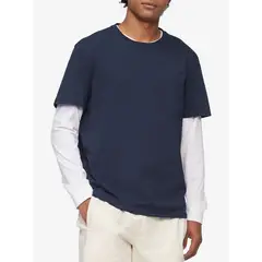 CALVIN KLEIN - Camiseta Manga Corta Smooth Algodón Solid Hombre A Azul Oscuro