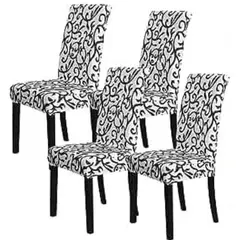 GENERICO - Protector Forro silla sin brazo funda Silla Comedor estampada hojas X4