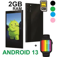 KRONO - Tablet 7 Pulgadas 2 GB RAM Sim Card 3G Wifi Android 13 32GB + RELOJ Negro