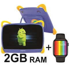 KRONO - Tablet Niños 2GB RAM 7 Pulgadas Android Wifi + Reloj Inteligente Azul