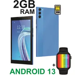 KRONO - Tablet 7 Pulgadas 2 GB RAM Sim Card 3G Wifi Android 13 32GB + RELOJ Azul