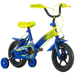 GW - Bicicleta Infantil Bugs Con Auxiliares Rin 12 Azul/ Amarillo