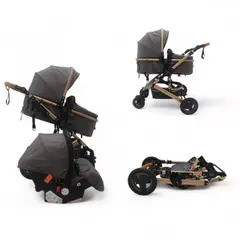 BEBESUNITA - REF EIL-530-S Coche Con Porta Bebé Moisés Niño Plegable y Reclinable