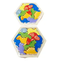 GENERICO - Tangram Hexagonal Madera Dinosaurios Puzzle