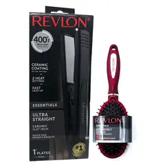 REVLON - Kit Plancha Ceramic Flat + Cepillo Ovalado