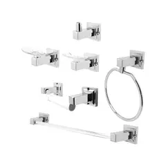 GENERICO - Juego Accesorios Baño 6 Piezas Cromo Tamesis.