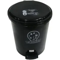 GENERICO - Caneca papelera de 13 litros con tapa de pedal negra.