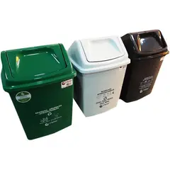 COLPLAST - Trio de canecas plasticas de 22 litros.