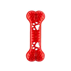ENERGY PLUS - Hueso Mordedor Juguete Perros Medianos Anti-Sarro Goma Rojo
