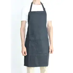 ARANZAZU - Delantal Negro en Dril Algodón Unicolor