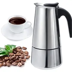 ONE PIXEL - Cafetera Italiana 9 Vasos Para Oficina Clasica Acero Inoxidable
