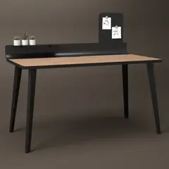 MUMA - Escritorio Blis Negro120x60 Elegante con Repisa y Tablero